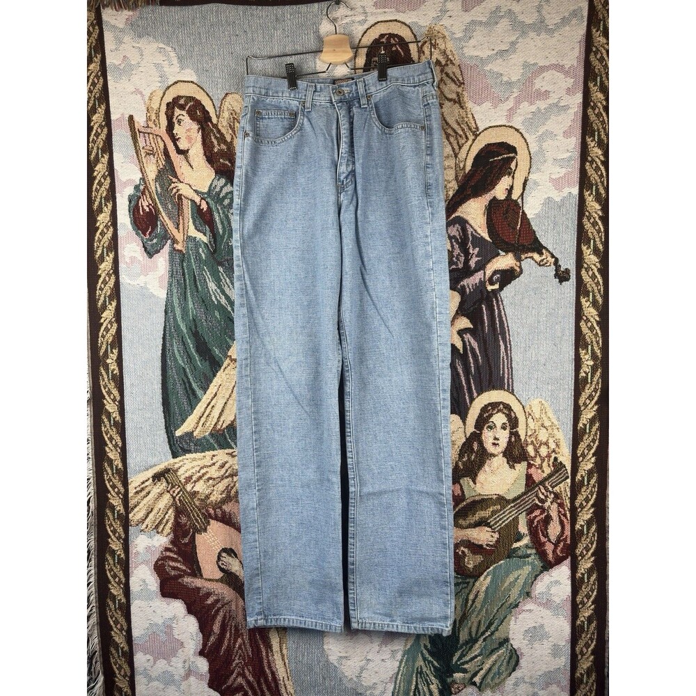 Vintage Guess Jeans Mens 30 High Rise Made USA 90s Denim Pants Green Triangle